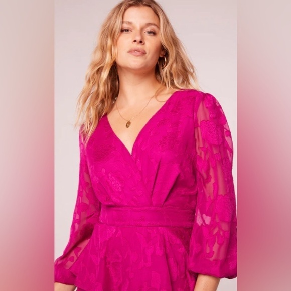 NWT Band of the Free Gypsy Jewel Fuchsia Ruffle Peplum Flowy Mini Dress Size L - Picture 4 of 9